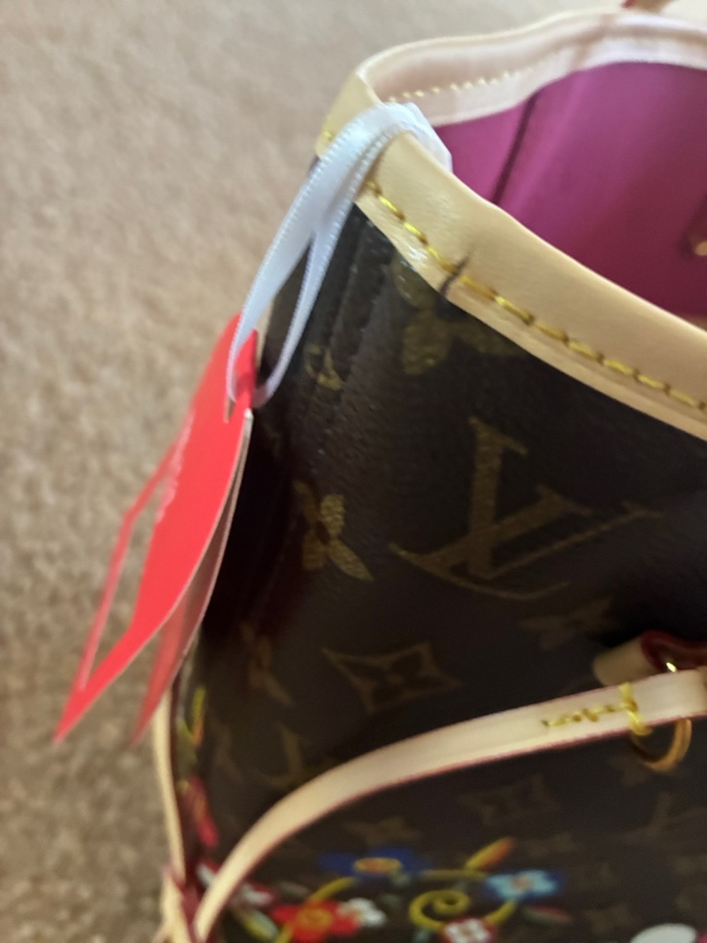 Brown Monogram Floral Tote with Matching Pouch - Picture 9 of 13